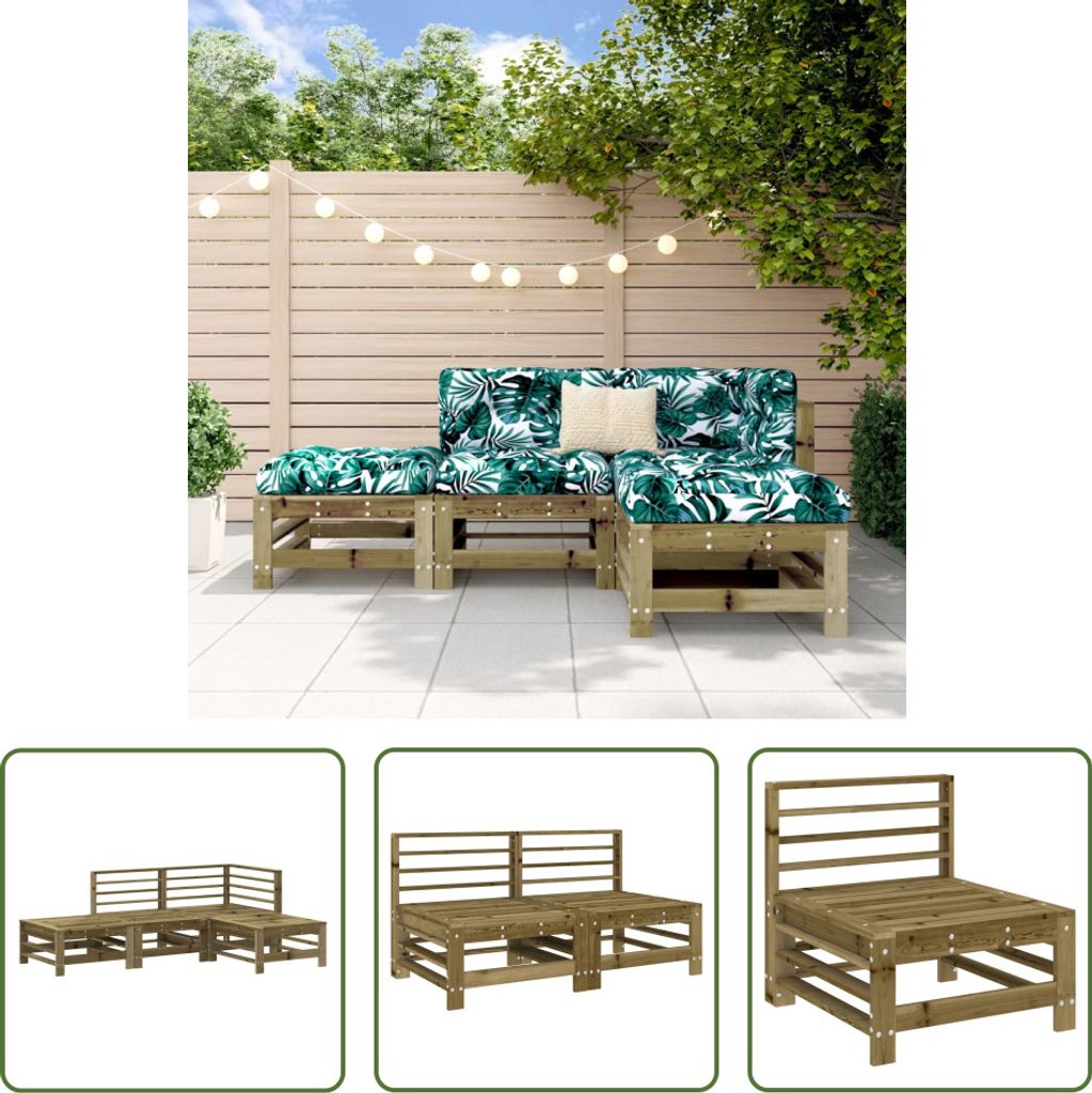 The Living Store 4-tlg. Garten-Lounge-Set Kiefernholz Produktbild 