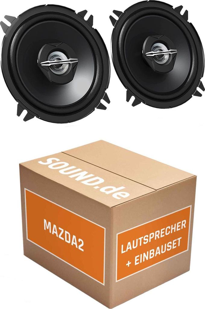 Lautsprecher Boxen Einbaupaket vorne JVC CS-J520 passend für Mazda2 Typ DY | 2x Tief-Mitteltöner mit integriertem Hochtöner 250W MAX