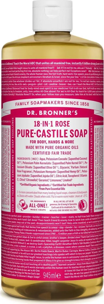 Savon Liquide Rose Multi-usage 945 ml pour Hygiène Naturelle Bio