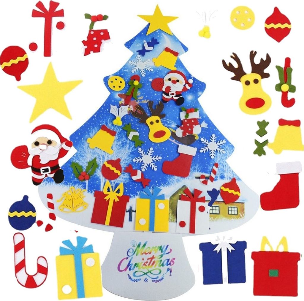 Filz Weihnachtsbaum Diy 100Cm Für Wand Mit Ornamenten Produktbild 