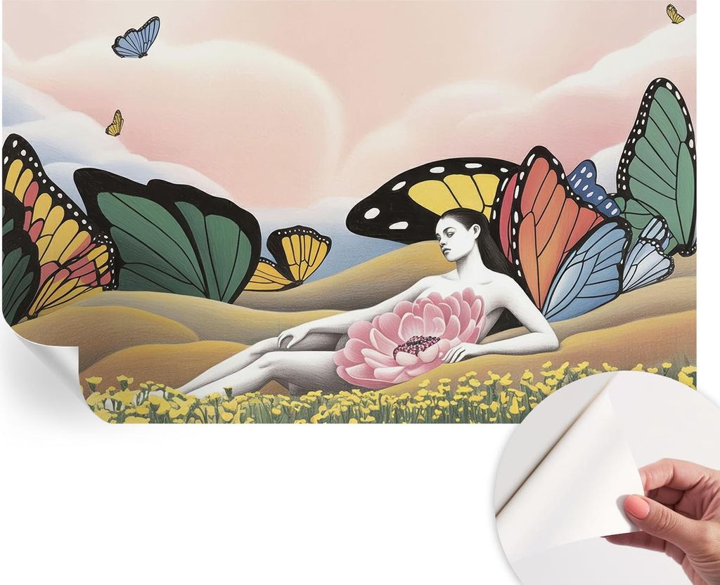Selbstklebende Wandtapete - Dekorative Tapete für Wohnzimmer - Klebefolie für Wandbilder - Tapetenfolie für Wanddekoration - 416x254 - Schmetter...