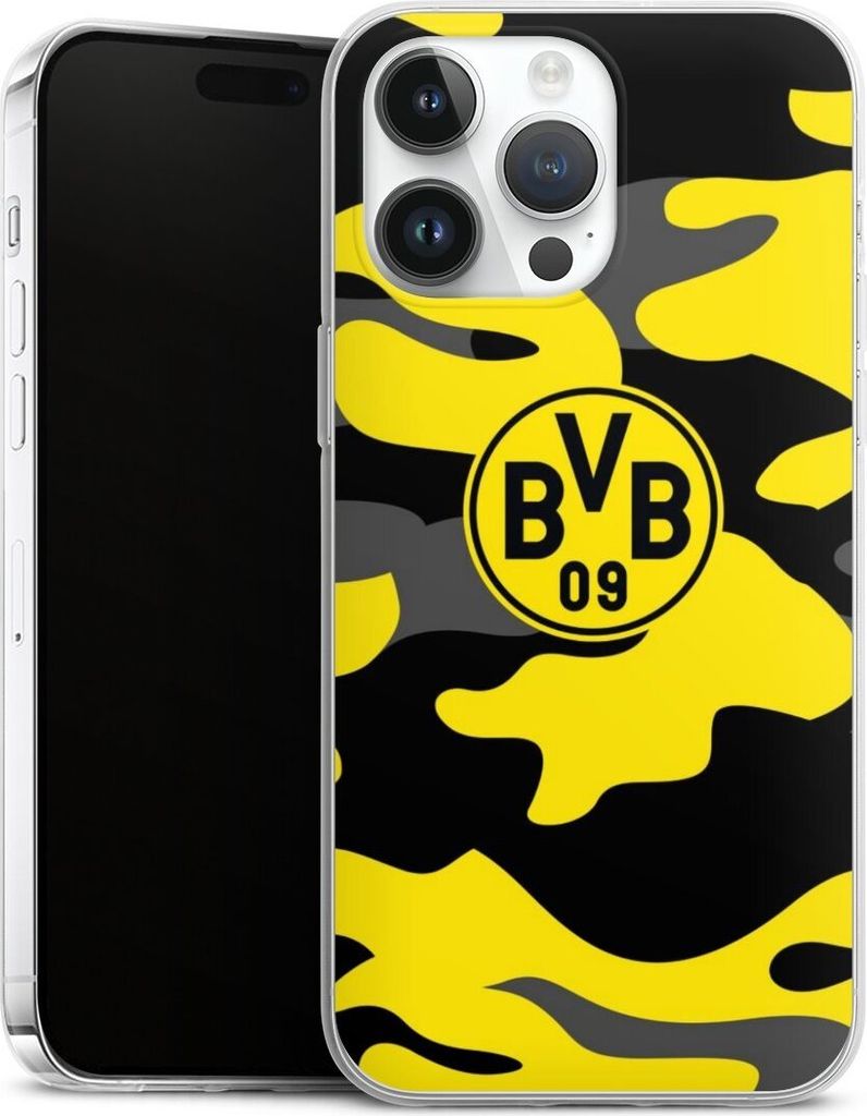 DeinDesign Slim Hülle für Apple iPhone 14 Pro Max Silikon Case Ultra Dünn Handyhülle BVB Borussia Dortmund Fanartikel