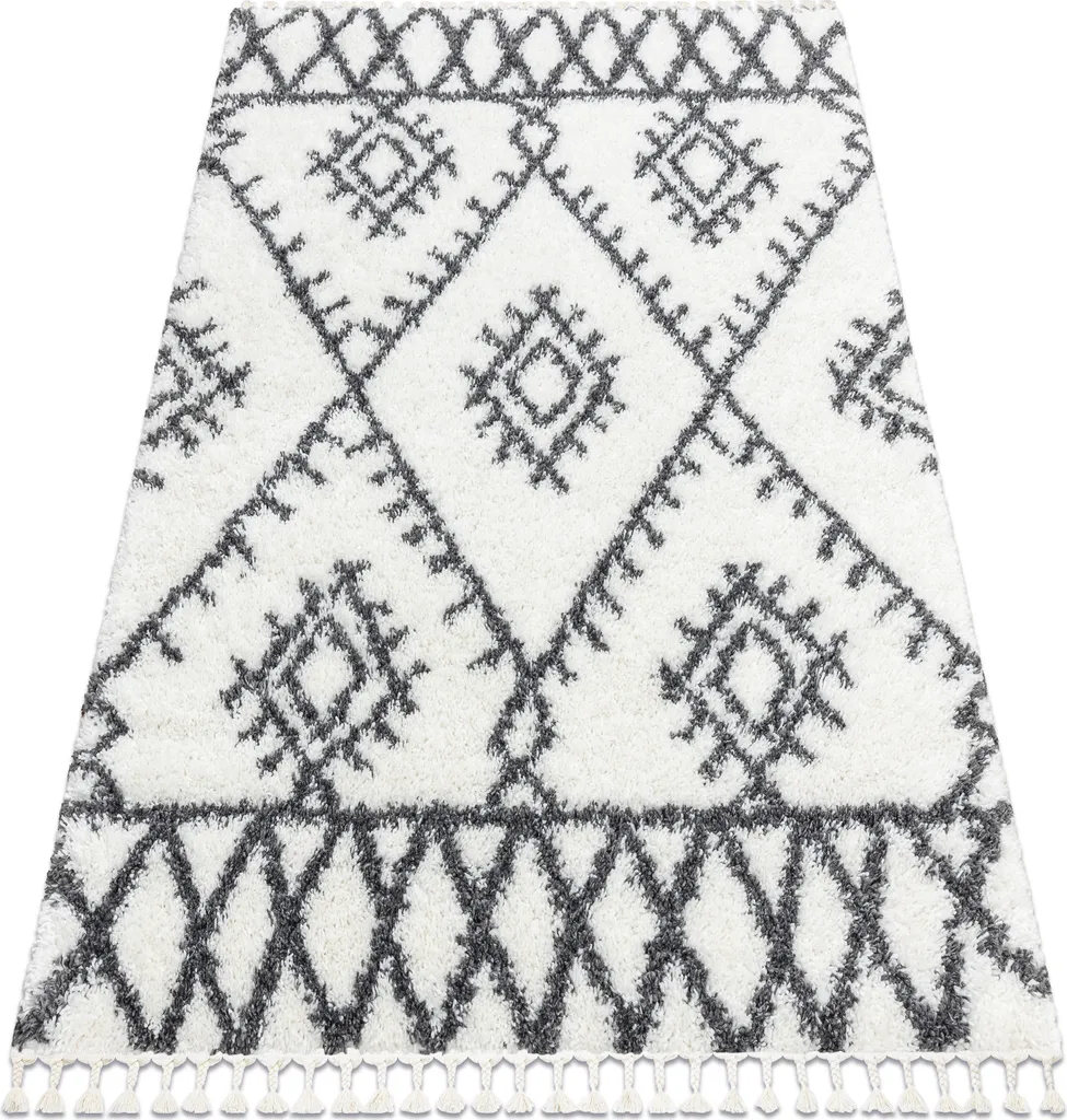 Tapis Anti-Froid Shaggy UNION 3481 Crème Gris - Douceur et Style 120x170