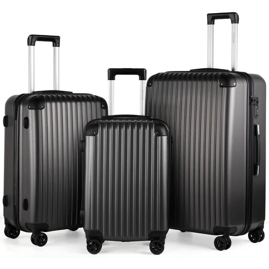 Kofferset 3-Tlg Handgepäck Kofferset Reisekoffer ABS Hartschale Trolley, Mit 3-stelliges Zahlenschloss Verstärkte Ecken 56/66/76 cm