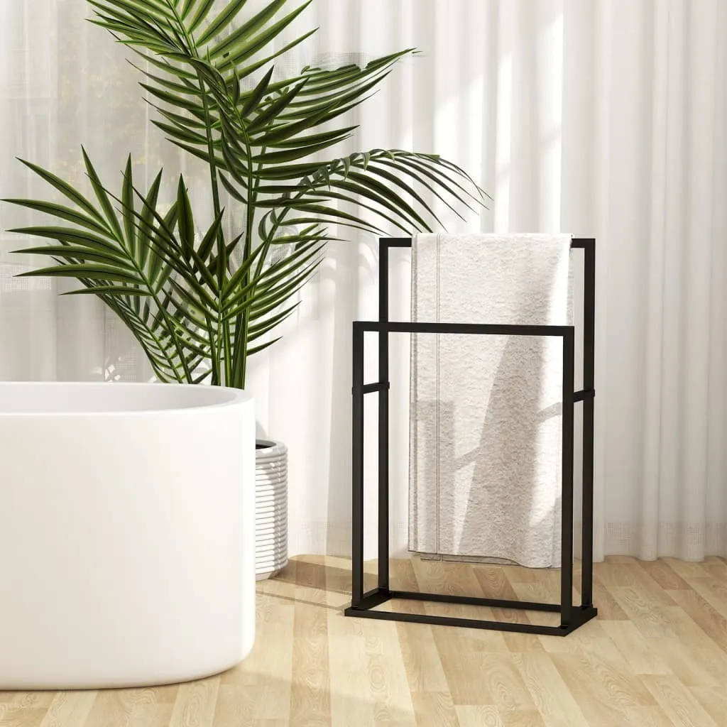 Séchoir à serviettes noir en fer 48x24x78,5 cm : fini l'humidité !