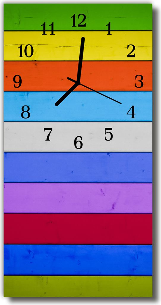 Tulup Glasuhr Wanduhr Küchenuhr Echt-Glas 30x60 Streifen Mehrfarbig