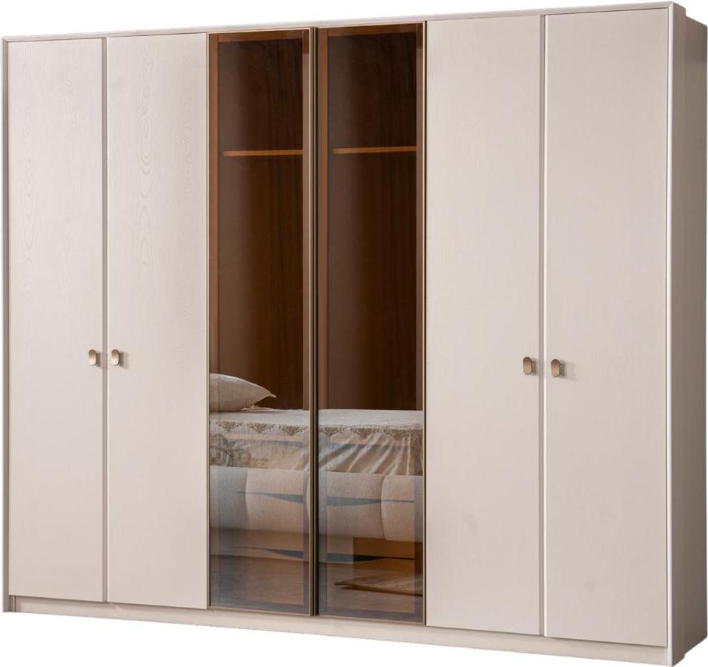 Kleiderschrank Eos Weiß Spiegel 6 türig Innenausstattung, Produktauswahl:6 trg. Kleiderschrank