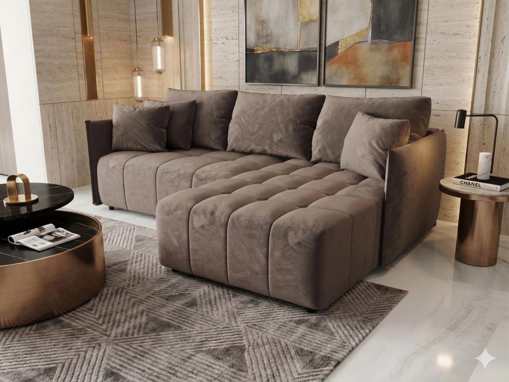 Ecksofa mit Schlaffunktion CHICAGO L Braun Rechts