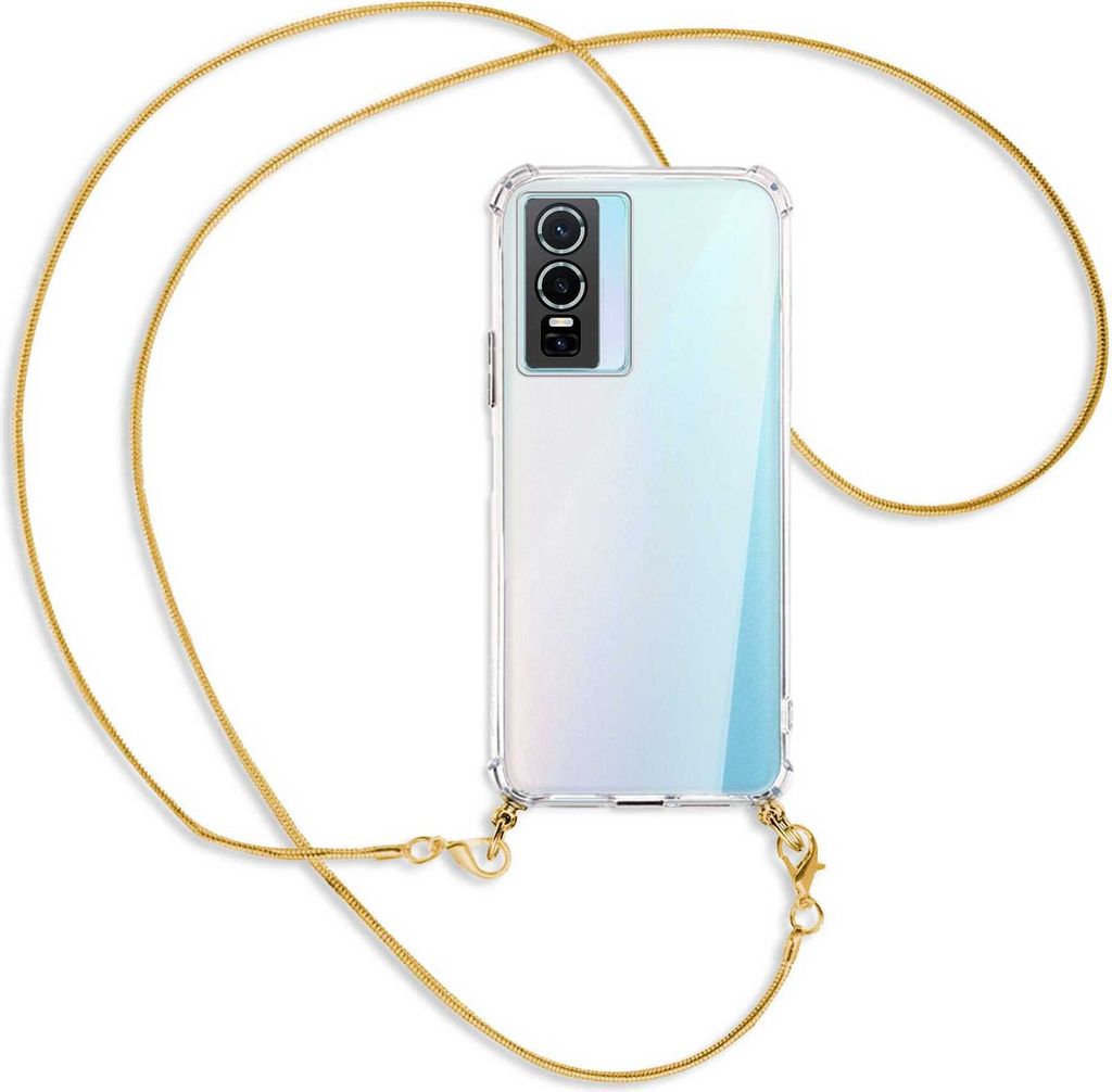 Handykette Backcover-Schutzhülle mit Band (Metall goldfarben) für vivo Y76 5G - goldfarbene Kette Snake