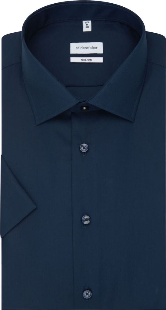 Seidensticker - Herren Hemd 1/2 Arm, Bügelfrei, Tailored, Schwarze Rose mit Kent Kragen in Weiß und Schwarz (01.021001), Größe:39, Farbe:Dunkel...