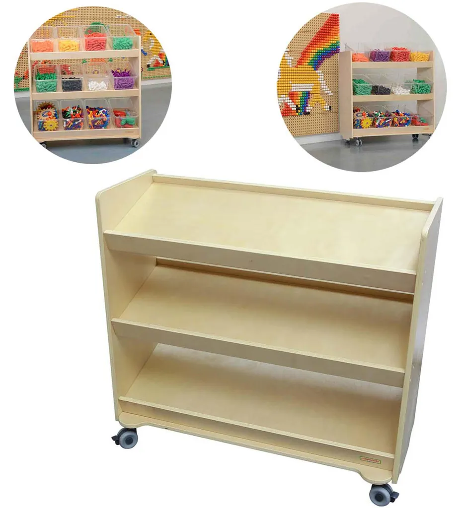 Etagère sur roulettes Masterkidz - 3 niveaux pour planches à tiges 80cm