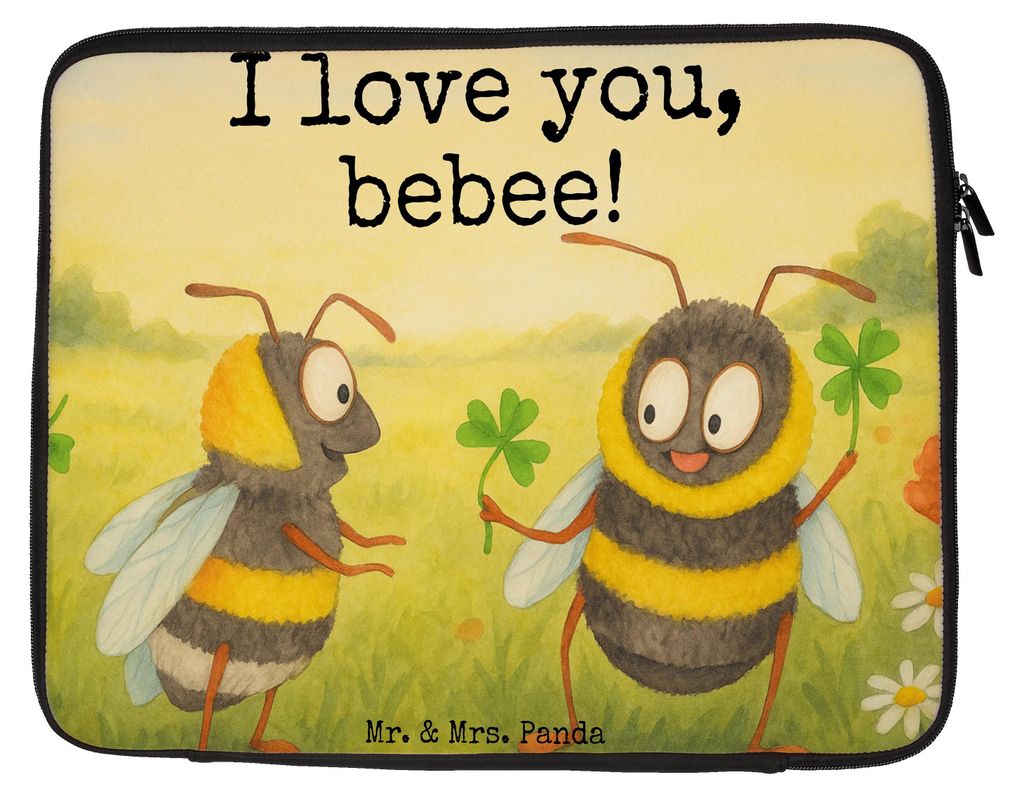 Mr. & Mrs. Panda Laptop Tasche Bienen Paar Design 20 x 28 cm - Weiß - Geschenk, Case, Freund, Hochzeitstag, für Frauen, Valentinstag, Hülle, Sch...