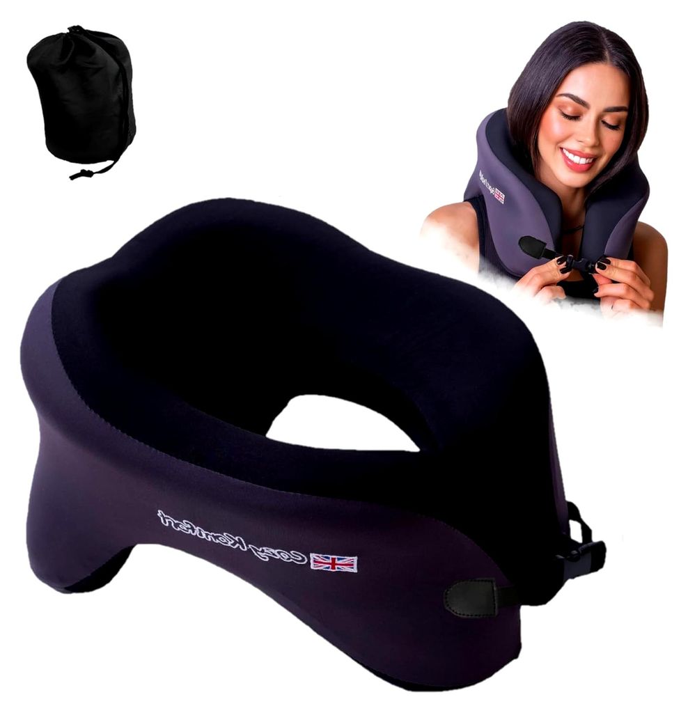 Cozy Komfort Ergonomisches Memory Foam Reise Nackenkissen - Gesicht nach unten & aufrechte Unterstützung - Atmungsaktiver waschbarer Bezug, Verste...