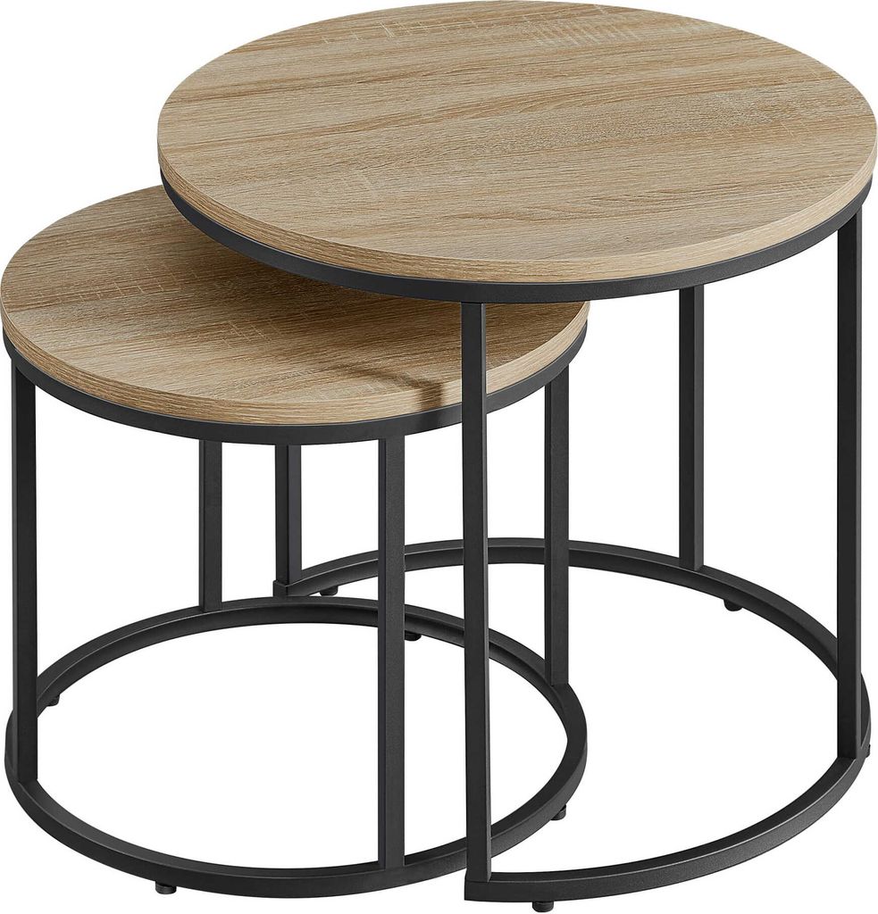 Couchtisch 2er Set Rund Beistelltisch Loft Design 2 in 1 Produktbild 