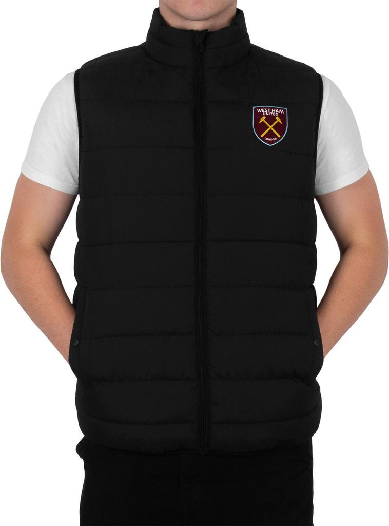 West Ham United FC - Weste für Herren, Wattiert GF1111 (S) (Schwarz)