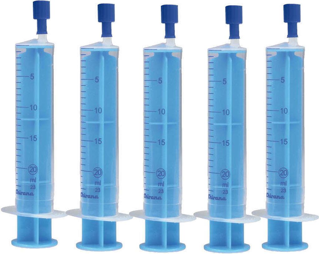 5x membraclean Spritze 20ml blauem Kolben, 2-teilig Latexfrei + 5 Stopfen blau