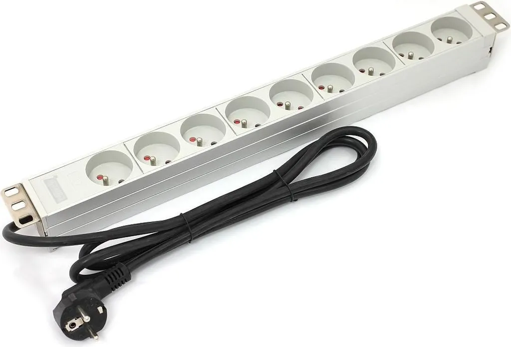 Bandeau d'alimentation 19'' 1U Digitus - 9 Prises avec Câble 1.8m Blanc