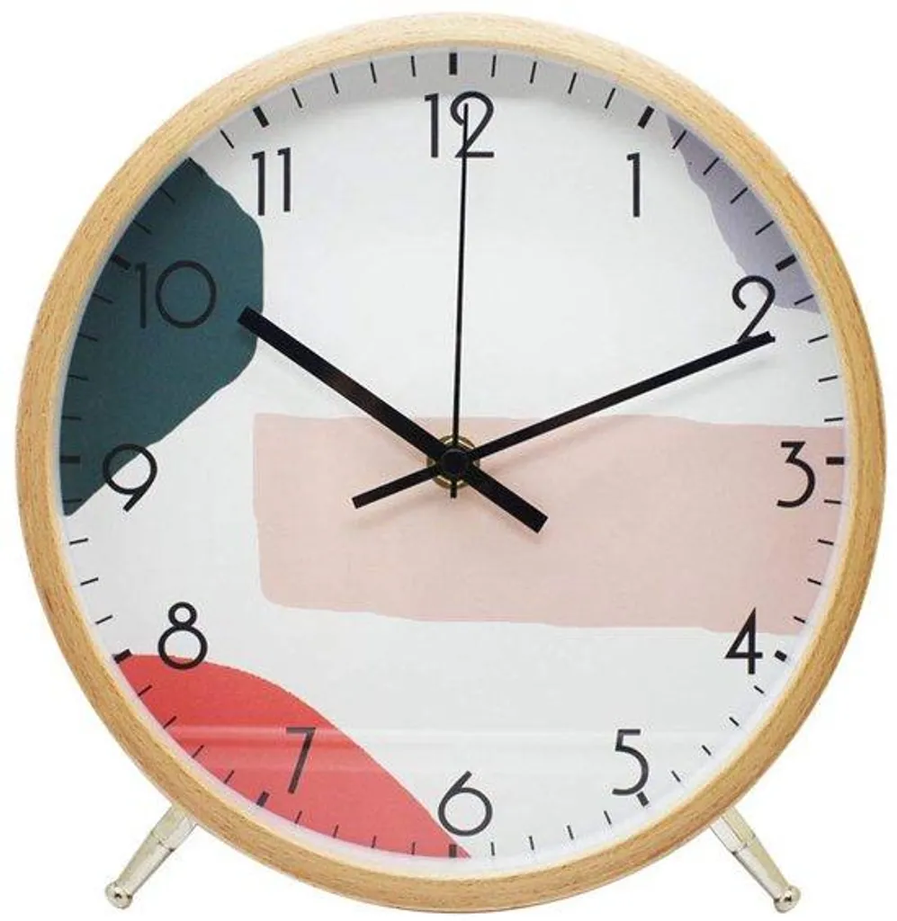 Horloge murale moderne et silencieuse 22cm en bois naturel scandinave
