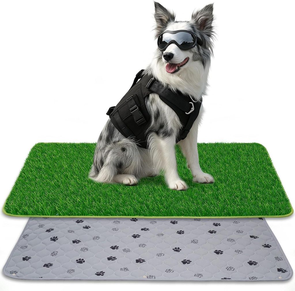 60*90CM 2-in-1 Pinkelmatte für Hunde Hundeklo Hundetoilette Welpentoilette mit Kunstrasen Hundeklo für Zuhause Hundetoilette Wohnung - Idealer Hu...