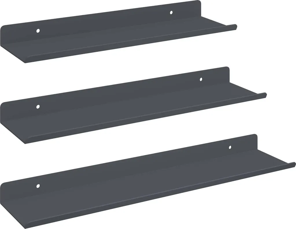 Étagère flottante 40 cm anthracite en acier lot de 3 pièces - Modèle Slim