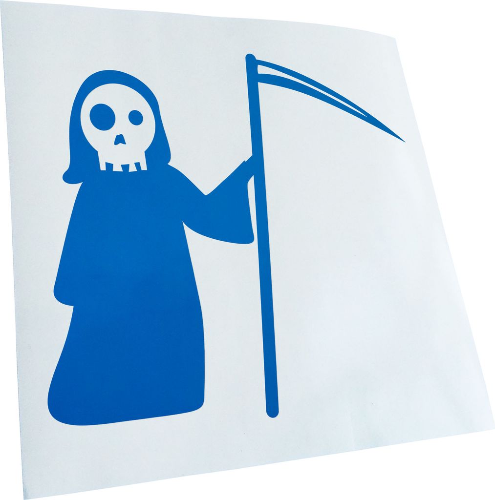 Kiwistar - Autoaufkleber - Sensenmann Comic Tod Death Grusel Heckscheibenaufkleber - Aufkleber für Auto Kfz Fahrrad, LKW, Truck Mofa
