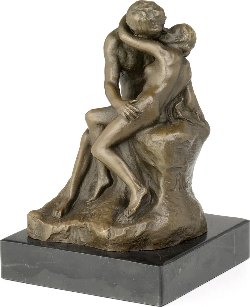Statue Baiser de Rodin en bronze massif 1,25 kg - Finition historique