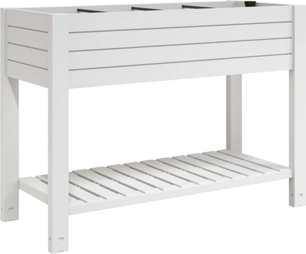 Jardinière sur pied blanche vidaXL 110x45x79 cm, bac à fleurs extérieur