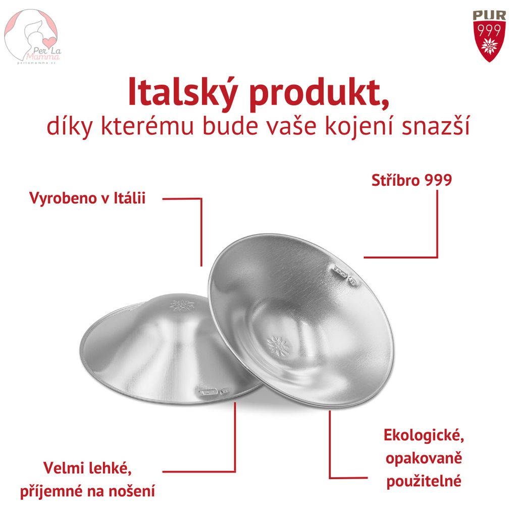 Stříbrné léčivé kloboučky pro kojící matky (2 kusy) PURE Obrázek produktu 