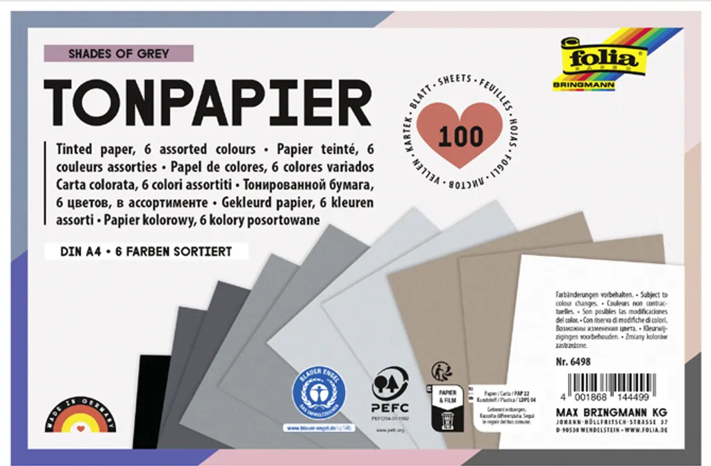 Papier A4 pour Scrapbooking et Origami Shades of Grey 130g 100 Unités