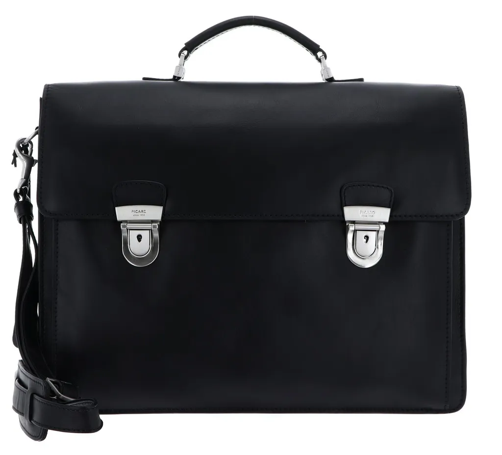 Sacoche ordinateur portable en cuir noir PICARD Toscana avec bandoulière