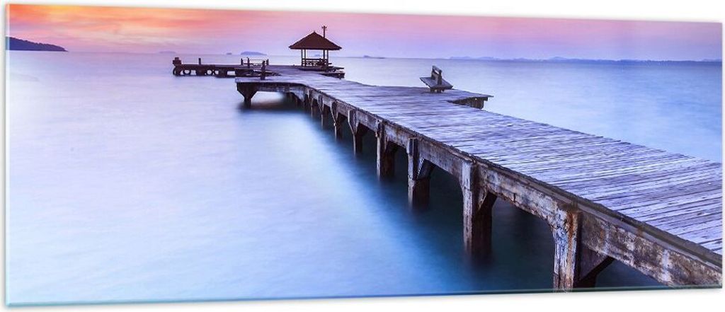 Bilder auf glas - Strand Wasser Meer Urlaub - 140x50cm - Glasbilder - Wandbilder - Kunstdruck - zum Aufhängen bereit - Wanddekoration aus Glas - G...