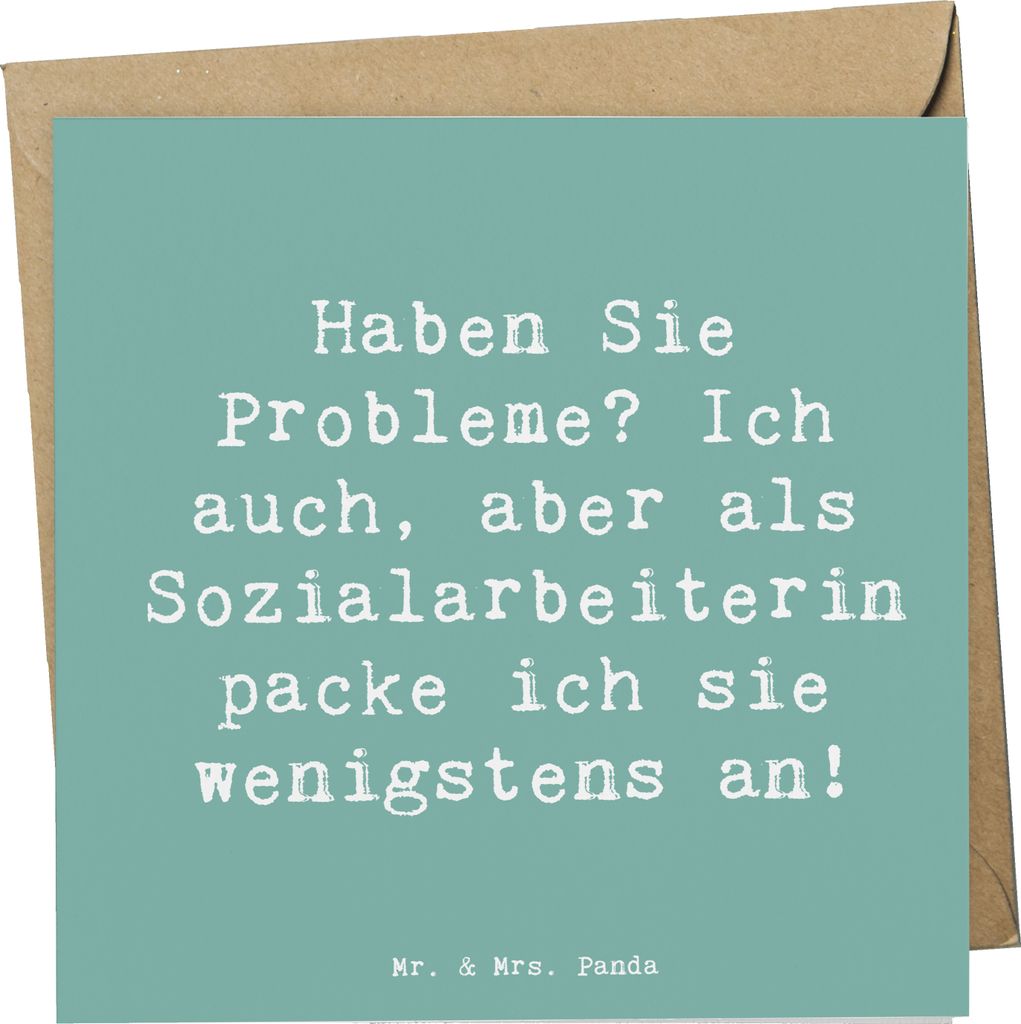 Mr. & Mrs. Panda Grußkarte Spruch Sozialarbeiterin Probleme - Meeresbrise - Geschenk, Glückwunschkarte, personalisierte Geschenke, Familienberatu...