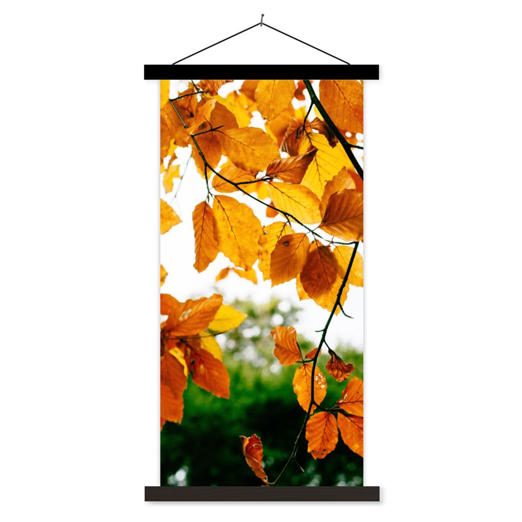 MuchoWow Textilposter Herbstblätter - Baum - Rustikal 90x180 cm mit schwarzem Rahmen - Dekoration Wohnzimmer