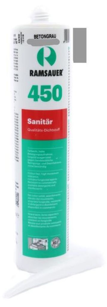 RAMSAUER 450 Sanitär Silikon 310 ml Kartusche Betongrau Produktbild 