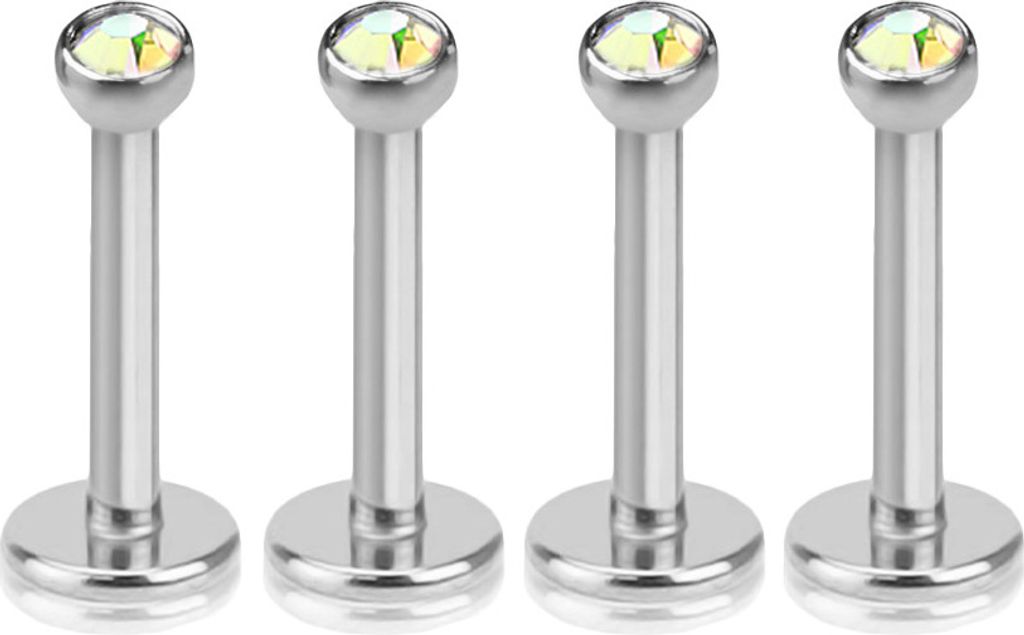 viva-adorno 4 Stück 1,2 x 6 x 2mm Lippen Piercing Stecker Produktbild 