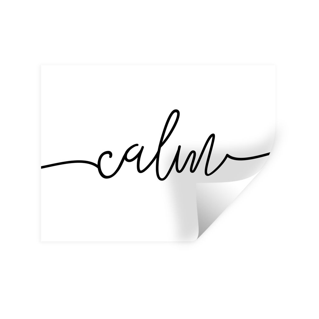 MuchoWow Wandtattoo Wandsticker Wandaufkleber Zitate - 'Calm' - Sprichwort - Schwarz und weiß 80x60 cm Selbstklebend und Repositionierbar - Falt...