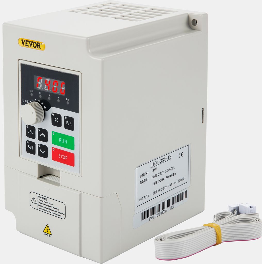 VEVOR Variabler Frequenzumrichter 220 V, 3 kW, 4PS, Variable Inverter, VFD Drehzahlregler, CNC Umrichter -540 °C, Vibration < 0,5 G, Ein-/Ausgangs...