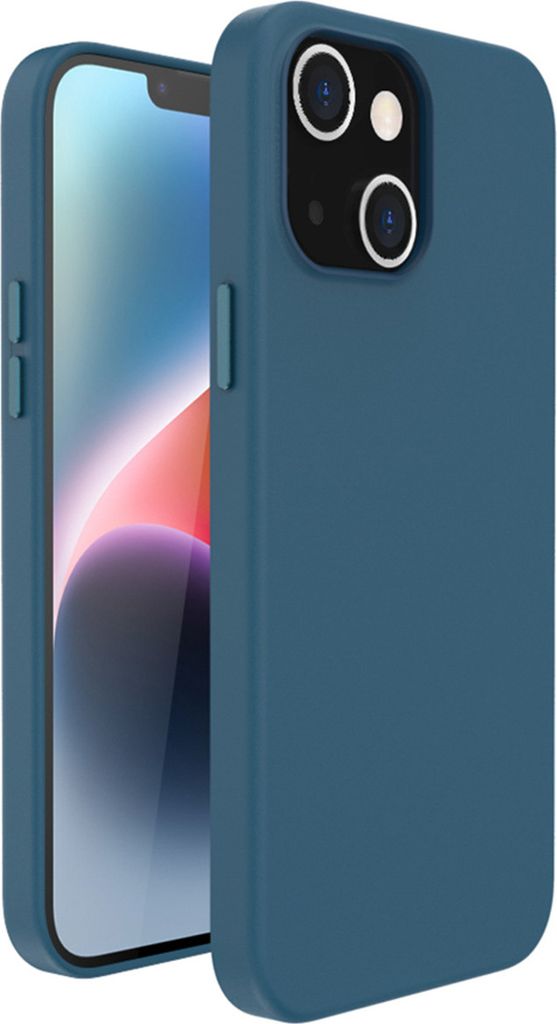 iPhone 14 Plus hülle iPhone 14 Plus Schützhulle Leather Backcover mit MagSafe Echtes Leder Dunkelblau Accezz