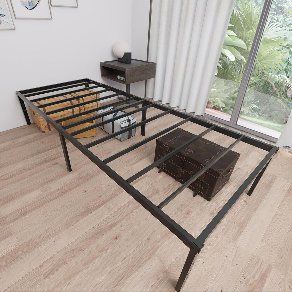 JOIEYOU 160x200cm Eisen Bettrahmen Höhe 37,5cm Doppeltbetten mit Lattenrost & Stauraum unter dem Bett Metall Bettgestell Belast bis 270KG Klappbar...