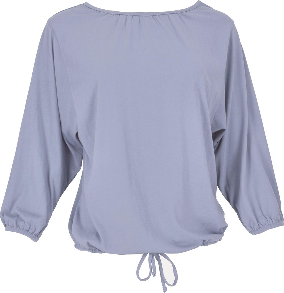 Einfarbiges Oversize Basic Fledermaus Shirt, Yogashirt, Langarmshirt aus Biobaumwolle - Blaugrau, Damen, Baumwolle(Bio), Größe: S