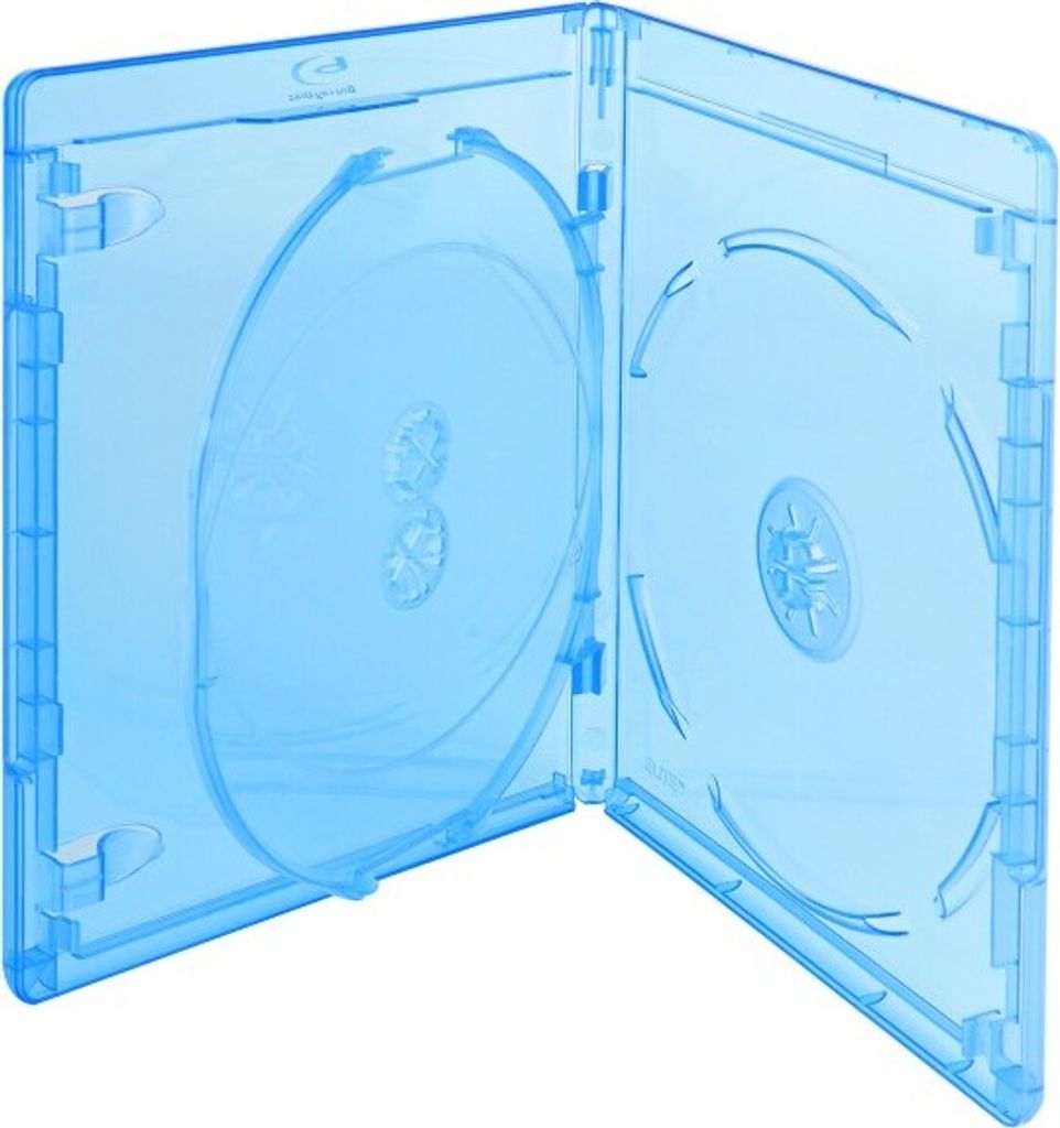 Nierle Elite Premium Blu-ray 3er Hüllen, Slim 12.5 mm, Maschinen-pack-Qualität, Transparent, Blau, 10 Stück