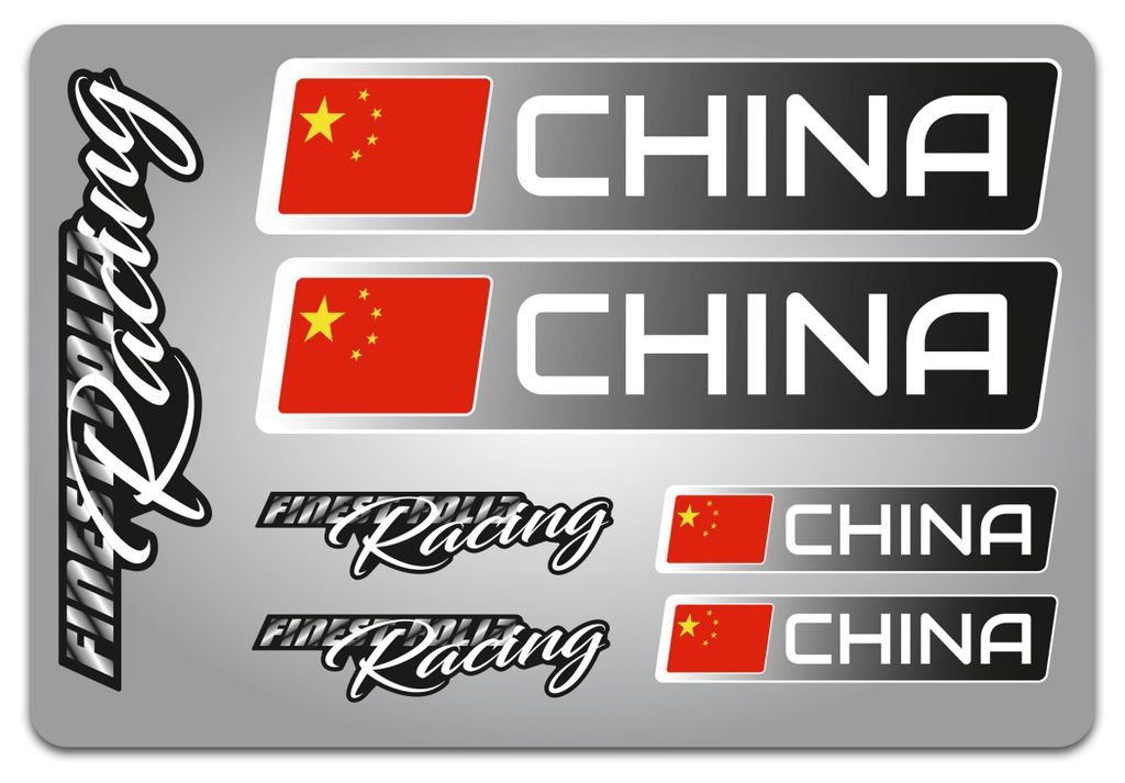 4er Set Länderfahnen Aufkleber – Flaggen Sticker für Auto, Fahrrad, Motorrad & Helm R156-07 China