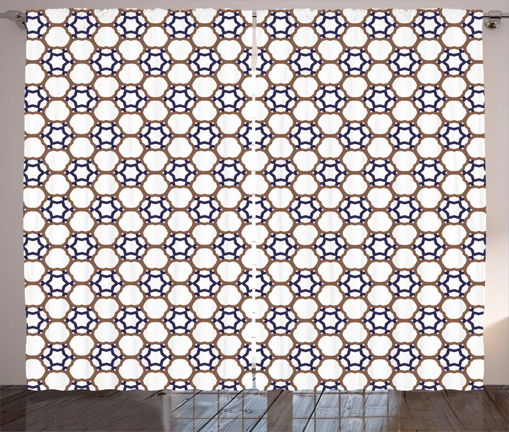 ABAKUHAUS Rideau Moderne Rustique Blue Stars 280x225 cm Quartz Caramel