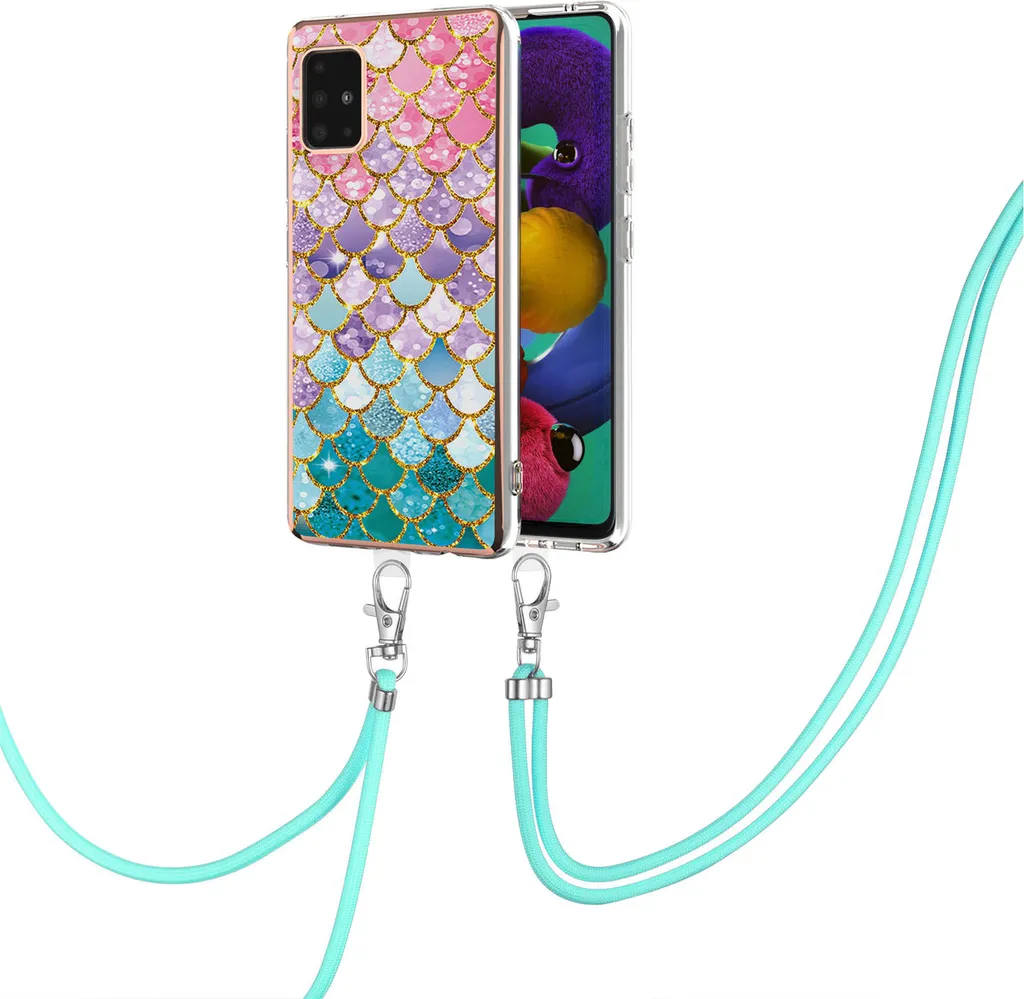 Custodia con cinturino per Samsung Galaxy A51 5G, custodia in TPU a fantasia con cinturino regolabile Colorato