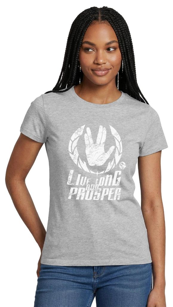 Spreadshirt Star Trek Discovery LLAP Vulkanier Frauen T-Shirt, M, Grau meliert