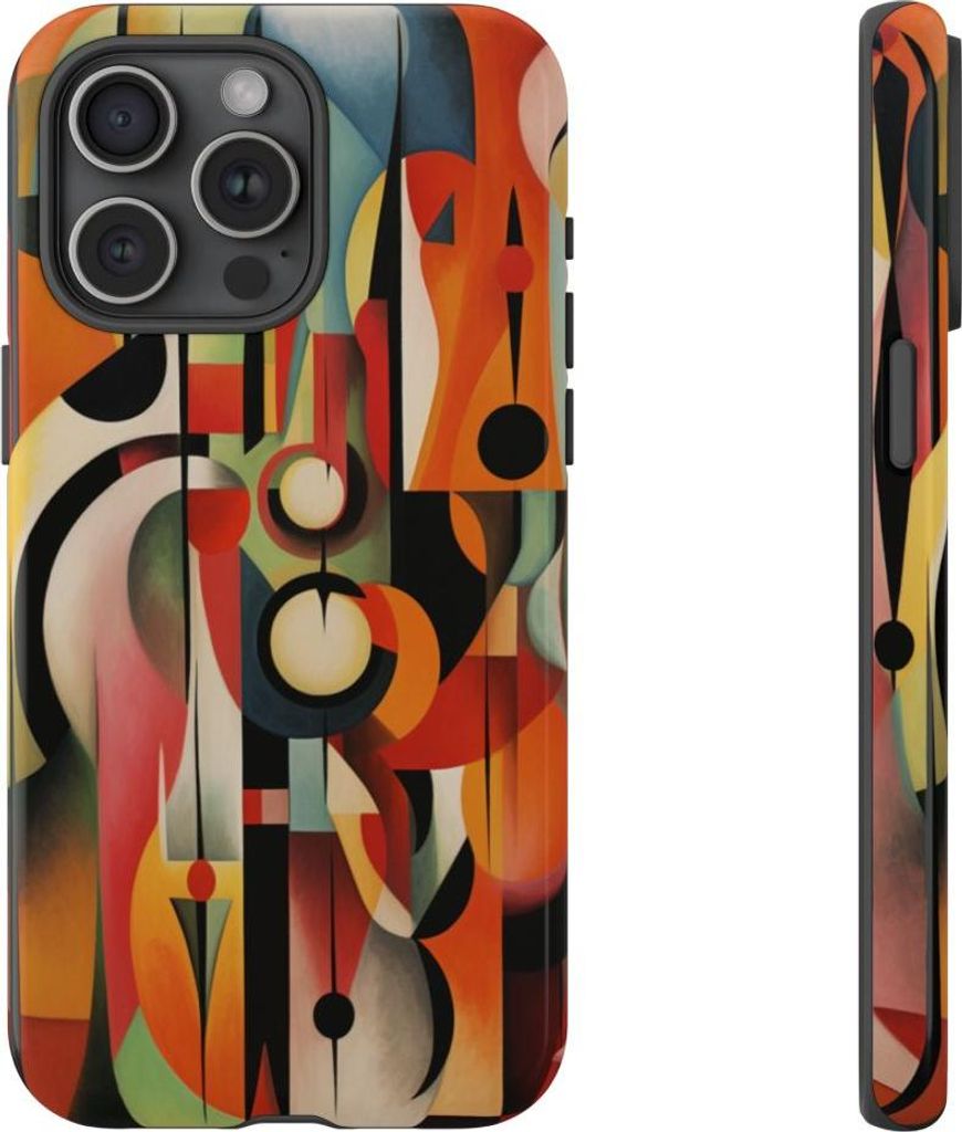 Abstrakte geometrische Formen in warmen Farbtönen – Hülle Kompatibel mit iPhone 15 Pro Max