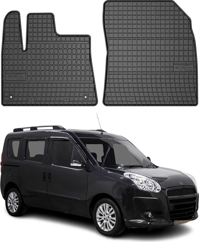 2010-2020 Fiat Doblo tappetini in gomma nera 2 pz Immagine del prodotto 
