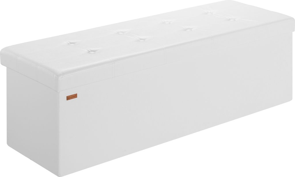 CASARIA® Sitzbank mit Stauraum Faltbar Weiß 115x40x40cm Produktbild 