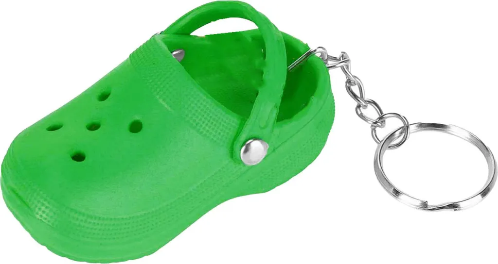 Portachiavi Mini Pantofola Silicone Verde Erba per Borsa e Regalo