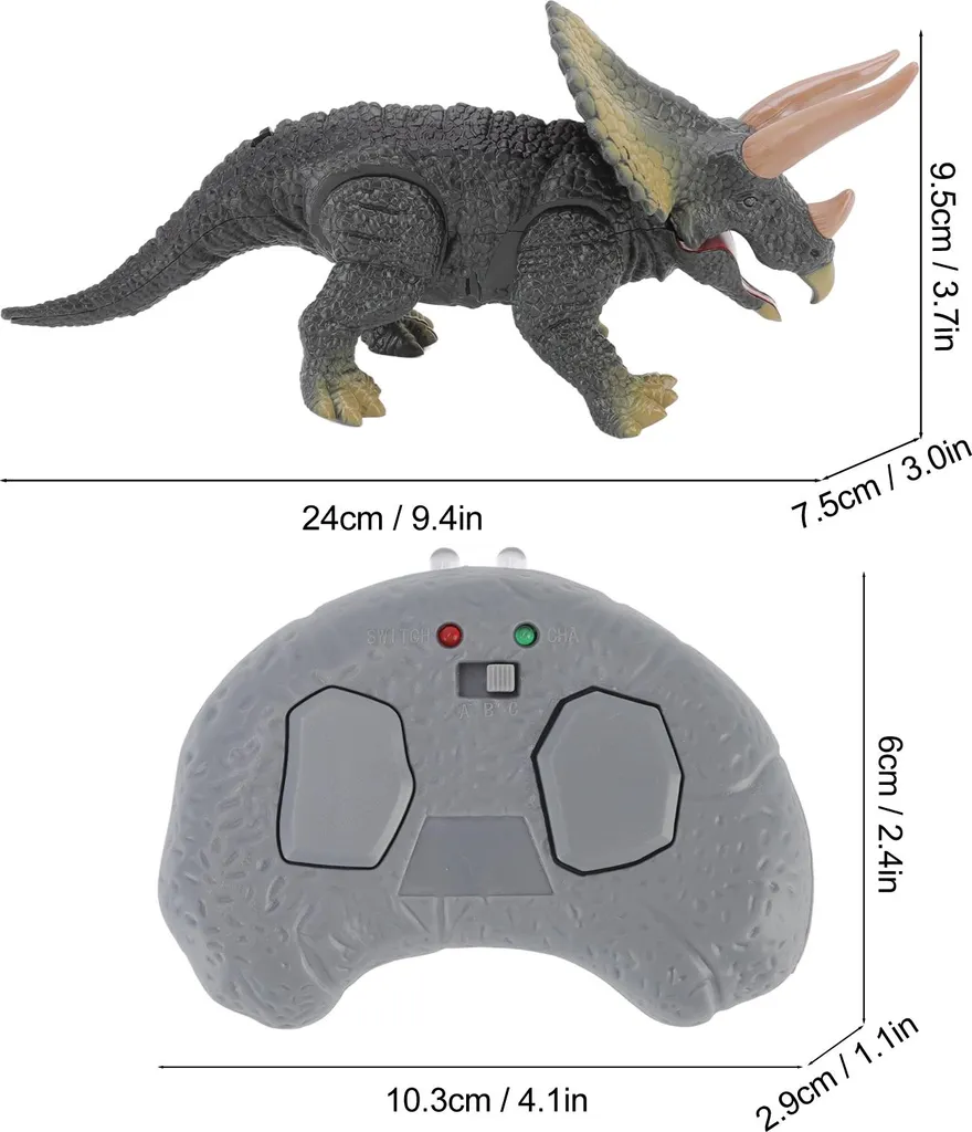 Dinosaure Télécommandé Anti-Choc Tricératops Marcheur Robuste Enfant